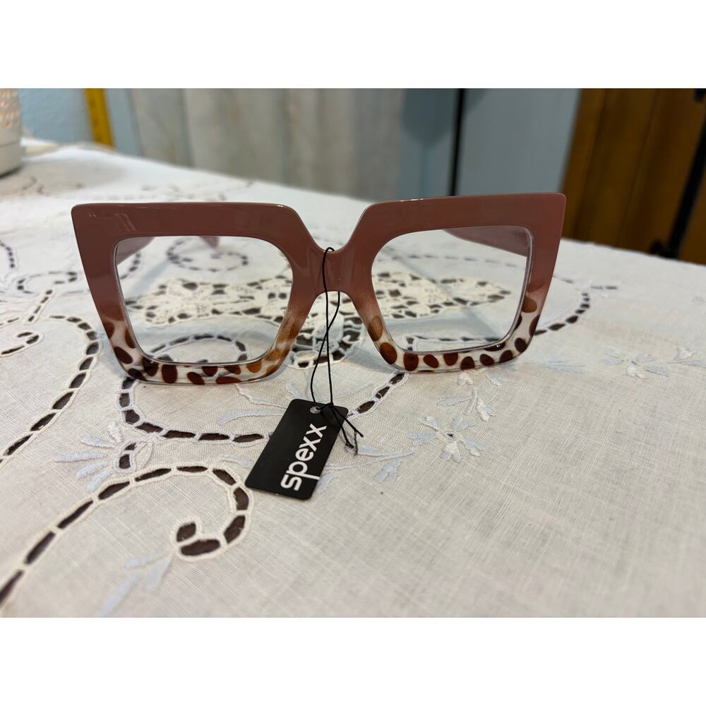 Spexx Blue Light Glasses Oversized Square Frame Pink Tortoise Chic Retro Nerd